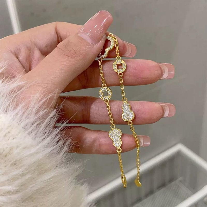 Réz karkötő mikropavé bevonattal, geometriai forma, női stílus, koreai hatás, utazási szuvenír