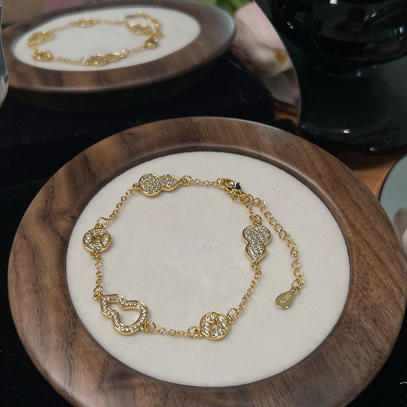 Réz karkötő mikropavé bevonattal, geometriai forma, női stílus, koreai hatás, utazási szuvenír