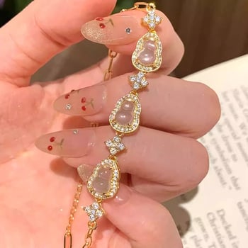 Karkötő mikroinlay tökvirág négylevelű mintával, mesterséges kristályból, elektroplattálás, 2025 nyári modell, friss és édes stílus, nőknek