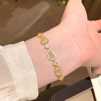 Karkötő mikroinlay tökvirág négylevelű mintával, mesterséges kristályból, elektroplattálás, 2025 nyári modell, friss és édes stílus, nőknek