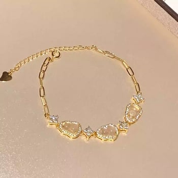 Karkötő mikroinlay tökvirág négylevelű mintával, mesterséges kristályból, elektroplattálás, 2025 nyári modell, friss és édes stílus, nőknek