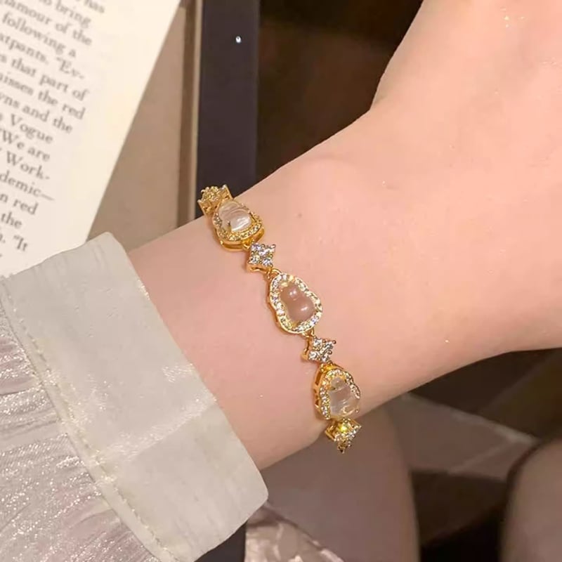 Karkötő mikroinlay tökvirág négylevelű mintával, mesterséges kristályból, elektroplattálás, 2025 nyári modell, friss és édes stílus, nőknek