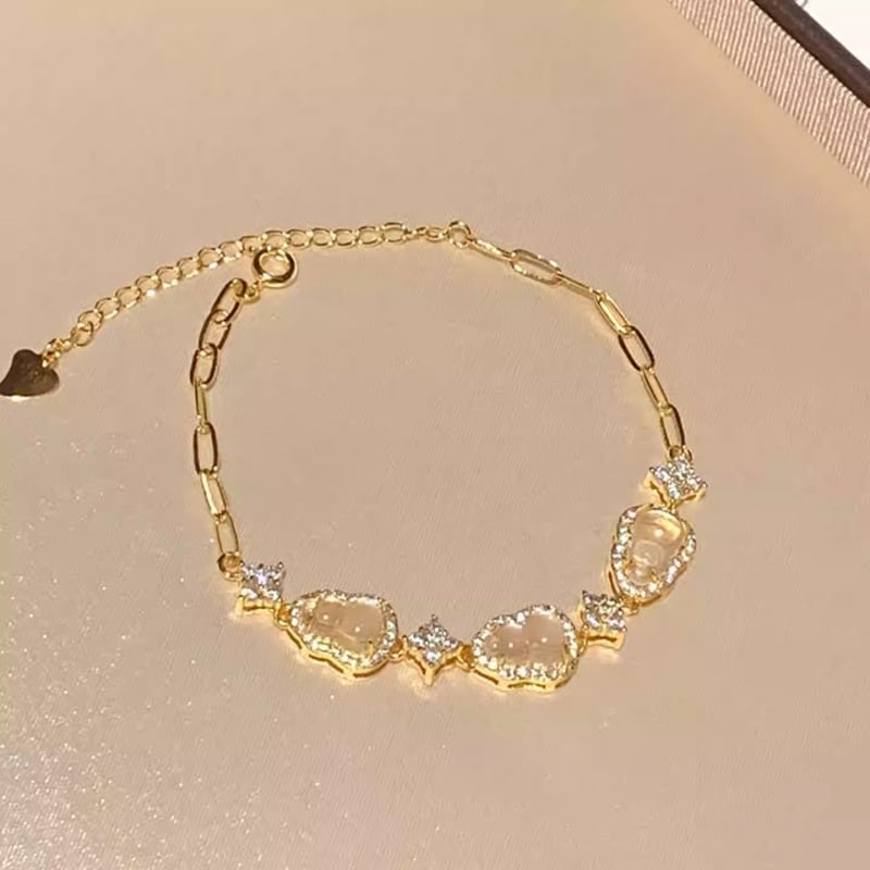 Karkötő mikroinlay tökvirág négylevelű mintával, mesterséges kristályból, elektroplattálás, 2025 nyári modell, friss és édes stílus, nőknek