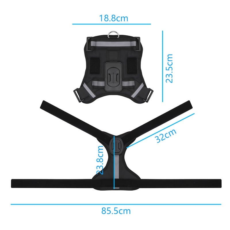 GoPro kutya hát-/mellkas kamera rögzítőpánt – univerzális kompatibilitás, ABS anyag, 360 dimenzió, logó hozzáadható