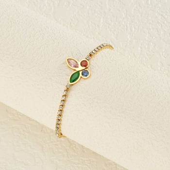 Női rozsdamentes acél karkötő pillangó medállal, INS stílus, többszínű cirkóniákkal, elektroplakált felülettel