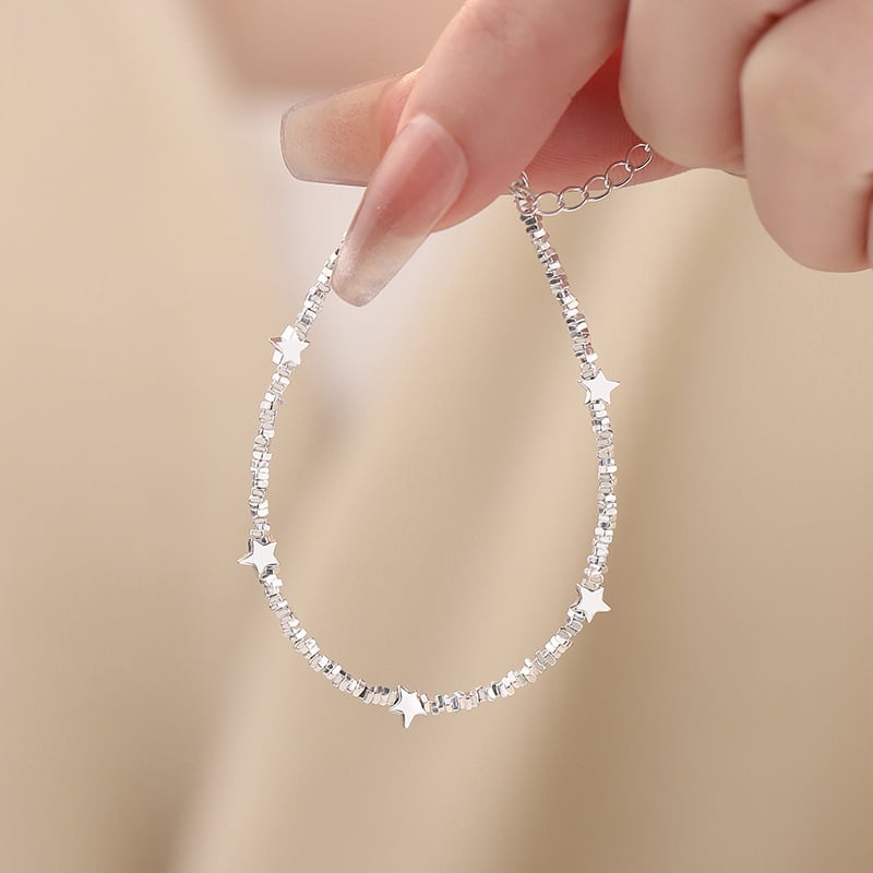 Yongcheng S925 ezüst karkötő nőknek – csillag alakú, hercegnő stílus, elektroplatírozott felület