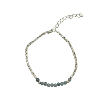 Akvamarin köves karkötő, geometriai design, elektroplattolt felület, női divat