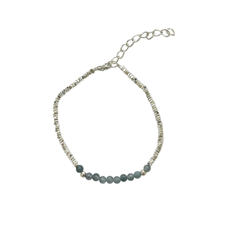 Akvamarin köves karkötő, geometriai design, elektroplattolt felület, női divat