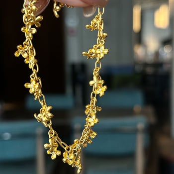 Női réz virág alakú karkötő, elektroplatírozott, etnikus stílus, nyári 2025 kollekció