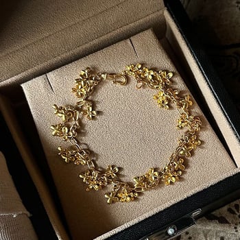 Női réz virág alakú karkötő, elektroplatírozott, etnikus stílus, nyári 2025 kollekció