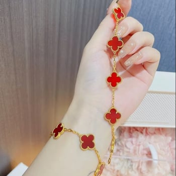 Női kétoldalú négylevelű lóhere karkötő, titán acélból, elektroplakolás, könnyű luxus stílus