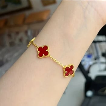 Női kétoldalú négylevelű lóhere karkötő, titán acélból, elektroplakolás, könnyű luxus stílus