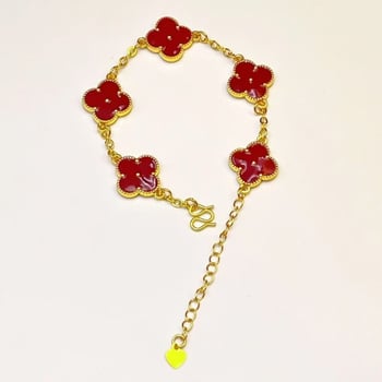 Női kétoldalú négylevelű lóhere karkötő, titán acélból, elektroplakolás, könnyű luxus stílus