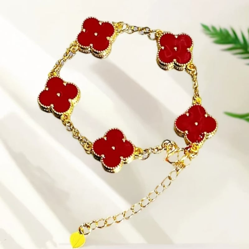 Női kétoldalú négylevelű lóhere karkötő, titán acélból, elektroplakolás, könnyű luxus stílus