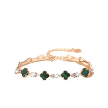 Brățară cu formă de frunză din aliaj de cupru, placare electrochimică, bijuterii pentru femei