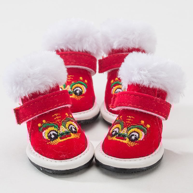 Kutyacipők, 4 darabos készlet, pamut, vízálló, meleg, kopásálló