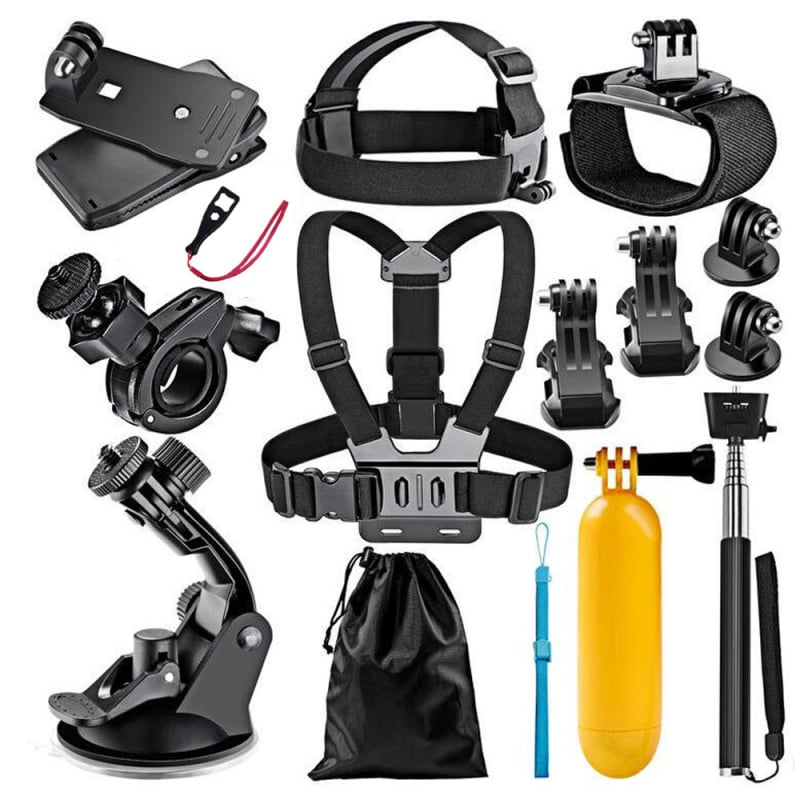 GoPro dodatak za sportsku kameru 14-u-1 nosač za fotografiju u otvorenom tijekom vožnje; Materijal: ABS + nehrđajući čelik; universalna kompatibilnost; 14-dijelni set; mogućnost prilagođenog logotipa