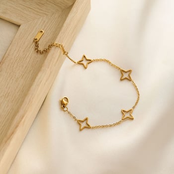 Brățară pentru femei cu stea, design geometric gol, oțel titan, finisaj electroplacat, stil personal, cadou de aniversare
