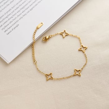 Brățară pentru femei cu stea, design geometric gol, oțel titan, finisaj electroplacat, stil personal, cadou de aniversare
