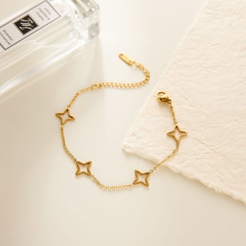 Brățară pentru femei cu stea, design geometric gol, oțel titan, finisaj electroplacat, stil personal, cadou de aniversare