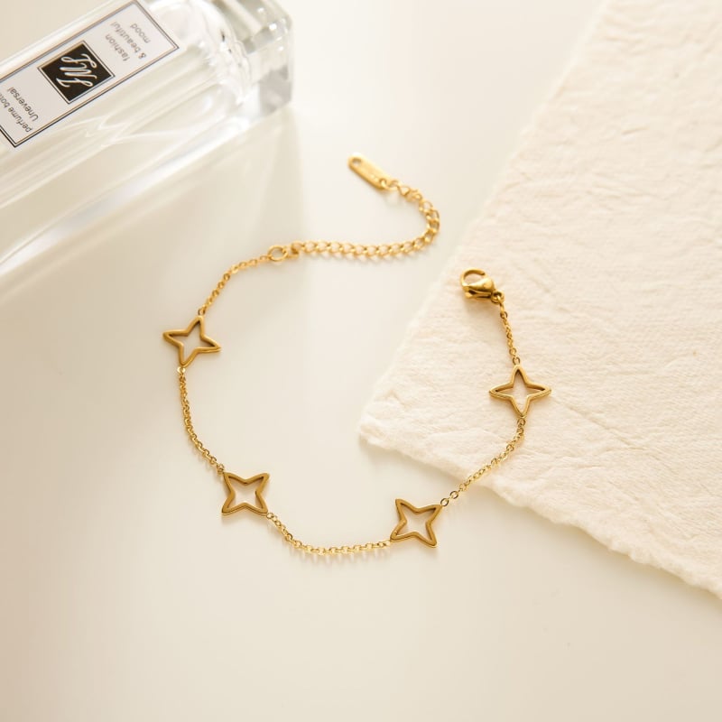 Brățară pentru femei cu stea, design geometric gol, oțel titan, finisaj electroplacat, stil personal, cadou de aniversare