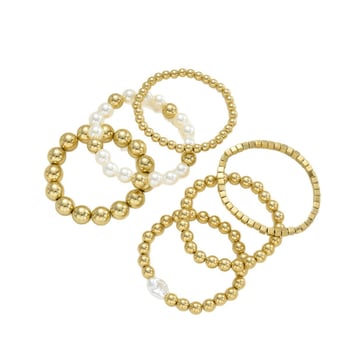 Női karkötő készlet: CCB gömbgyöngyökkel, 6 darab, elektroplatírozott bevonat, geometrikus dizájn