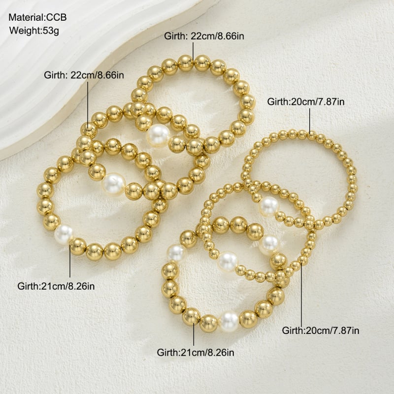 Női karkötő készlet: CCB gömbgyöngyökkel, 6 darab, elektroplatírozott bevonat, geometrikus dizájn