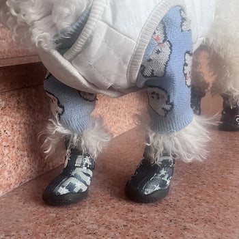 Pantofi pentru câini din denim, impermeabili, antiderapante, rezistenți la uzură, anti-zgârieturi