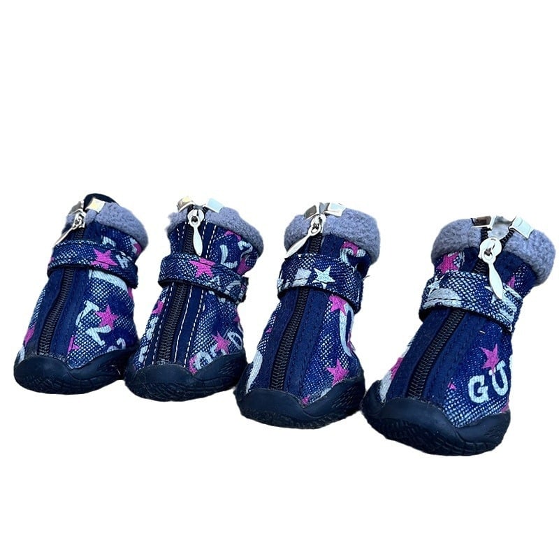 Pantofi pentru câini din denim, impermeabili, antiderapante, rezistenți la uzură, anti-zgârieturi