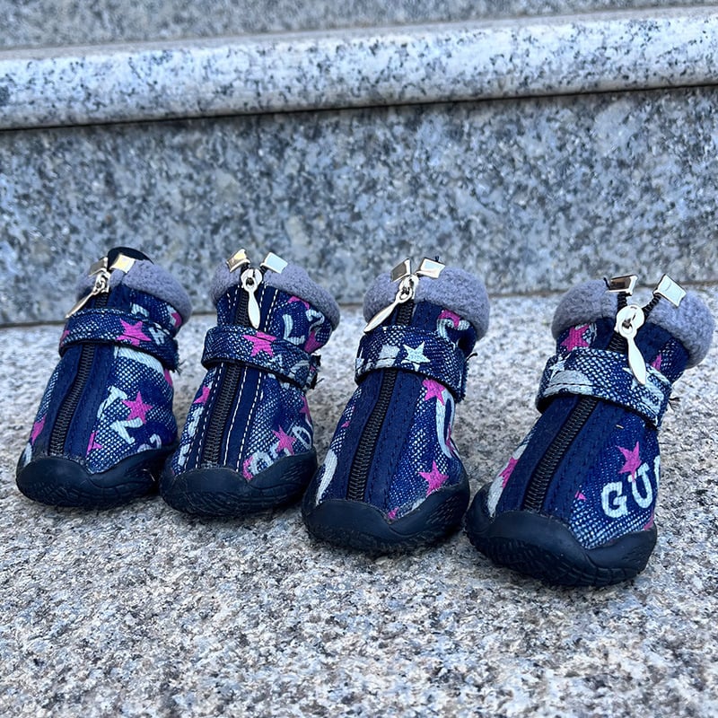 Pantofi pentru câini din denim, impermeabili, antiderapante, rezistenți la uzură, anti-zgârieturi