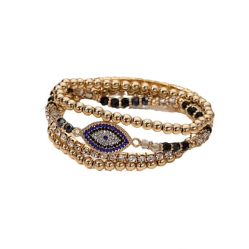 Retro amerikai hip-hop stílusú karkötő készlet, személyre szabott Ördög szem karkötő cirkóniákkal; Anyag: réz; Feldolgozási technológia: gyémánt; Forma: U-alakú, geometriai; Stílus: nők, divat.