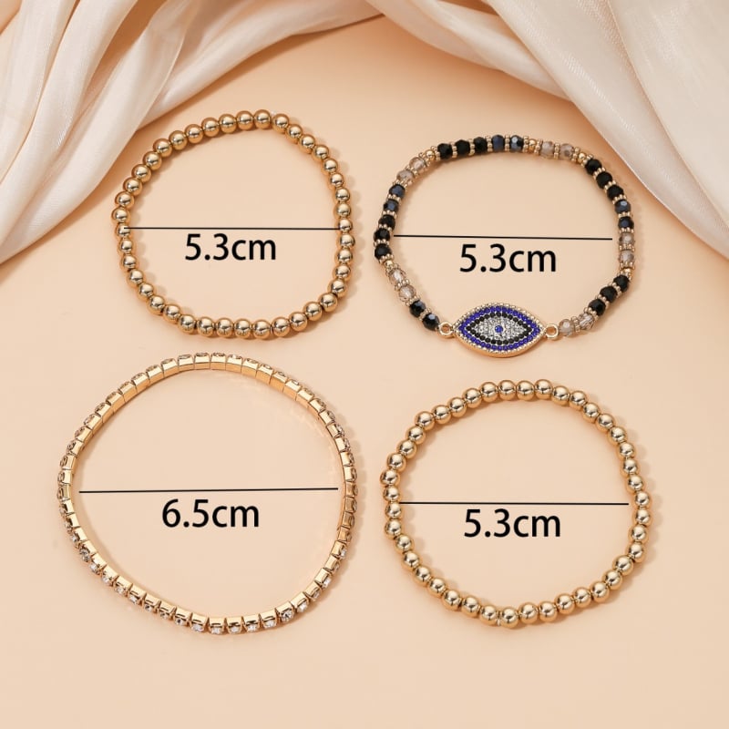 Retro amerikai hip-hop stílusú karkötő készlet, személyre szabott Ördög szem karkötő cirkóniákkal; Anyag: réz; Feldolgozási technológia: gyémánt; Forma: U-alakú, geometriai; Stílus: nők, divat.