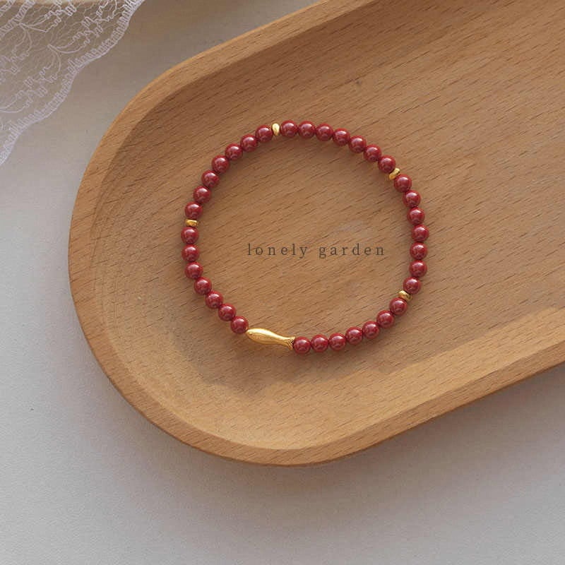 Cinnabar gyöngyös karkötő koi hal motívummal; kézzel készített; uniszex; új kínai stílus; 2024 nyara