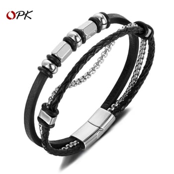 Rozsdamentes acélból készült kézzel kötött karkötő, punk stílusban — súly 18,7 g