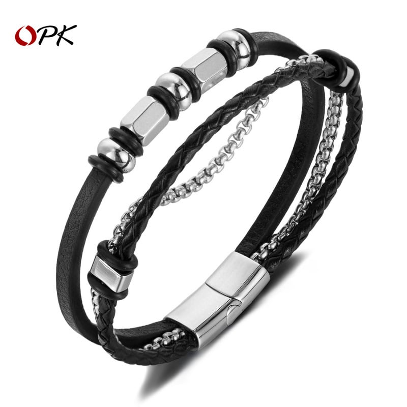 Rozsdamentes acélból készült kézzel kötött karkötő, punk stílusban — súly 18,7 g