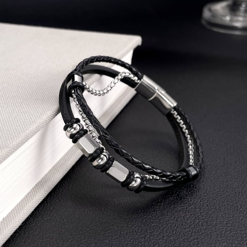 Rozsdamentes acélból készült kézzel kötött karkötő, punk stílusban — súly 18,7 g