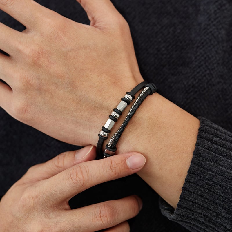 Rozsdamentes acélból készült kézzel kötött karkötő, punk stílusban — súly 18,7 g