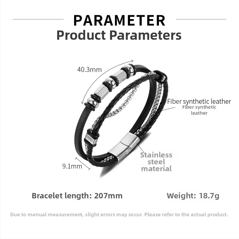 Nerezový náramok s ručne pleteným vzorom, punk štýl — hmotnosť 18,7 g