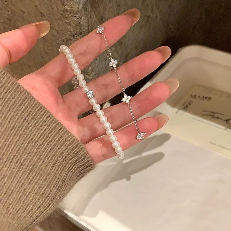 Karkötő: Gyöngyház-szerű, rugalmas, cirkón csillagokkal, ötvözet, elektroplakálás, Colorful márka, Yiwu eredet