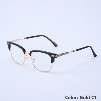 Olvasószemüveg anti-kék fény és sugárzás elleni védelemmel, lencsék gyantából, félkeretes TR+fém keret, négyzetes retro stílus