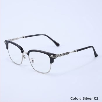 Olvasószemüveg anti-kék fény és sugárzás elleni védelemmel, lencsék gyantából, félkeretes TR+fém keret, négyzetes retro stílus