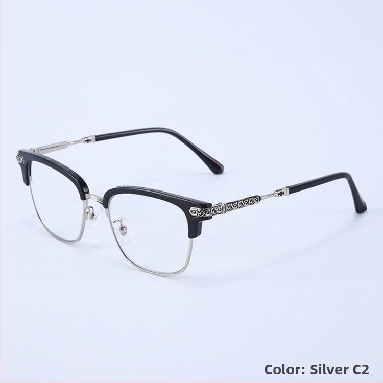 Olvasószemüveg anti-kék fény és sugárzás elleni védelemmel, lencsék gyantából, félkeretes TR+fém keret, négyzetes retro stílus