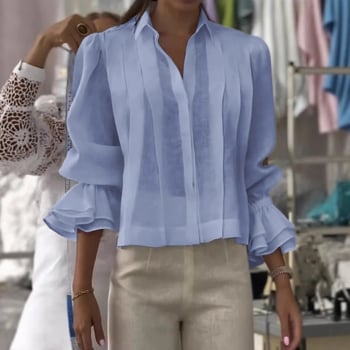 Patchwork részletű ing, pamut-poliészter keverék anyag, gallér típusú rever, 3/4-es ujjak, laza szabás