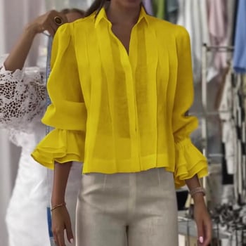 Patchwork részletű ing, pamut-poliészter keverék anyag, gallér típusú rever, 3/4-es ujjak, laza szabás