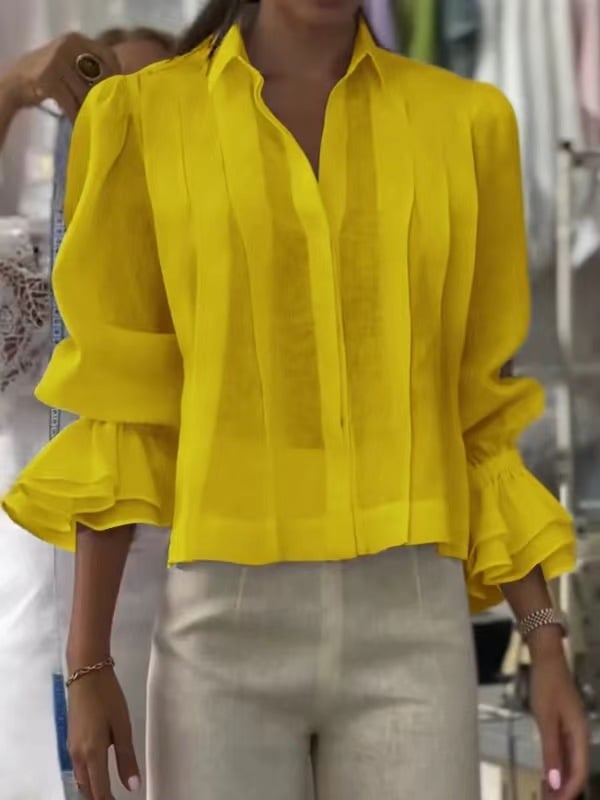 Patchwork részletű ing, pamut-poliészter keverék anyag, gallér típusú rever, 3/4-es ujjak, laza szabás