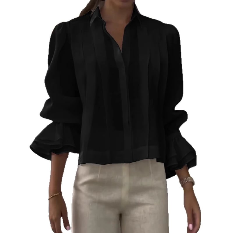 Patchwork részletű ing, pamut-poliészter keverék anyag, gallér típusú rever, 3/4-es ujjak, laza szabás