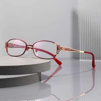 Ochelari de citit pentru femei - ramă metalică semi-ramă, lentile PC, anti-lumină albastră, primăvara 2025
