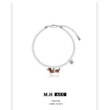 Nőknek szóló karkötő, állatmotívum, műgyöngy, elektroplatírozás, édes hűvös stílus