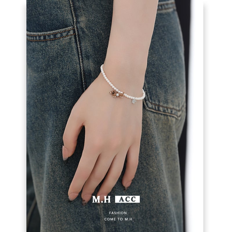 Nőknek szóló karkötő, állatmotívum, műgyöngy, elektroplatírozás, édes hűvös stílus