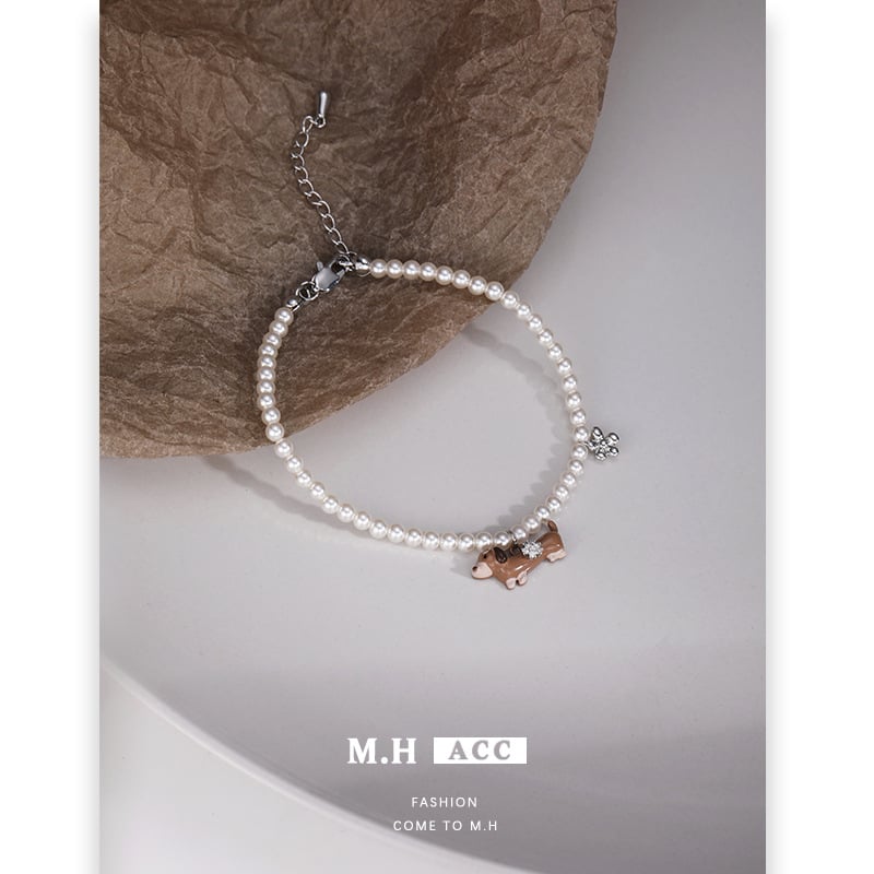 Nőknek szóló karkötő, állatmotívum, műgyöngy, elektroplatírozás, édes hűvös stílus